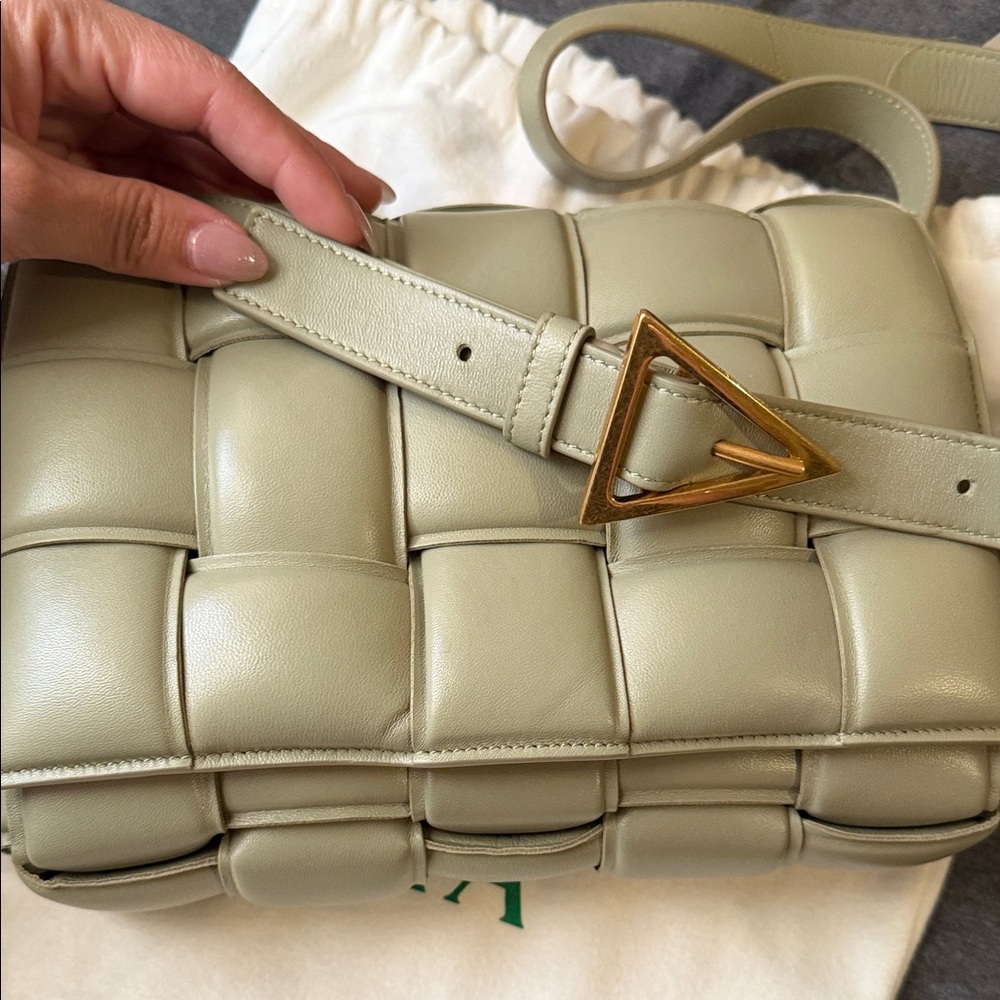 Bottega Veneta Padded Intrecciato Shoulder Bag in Sage